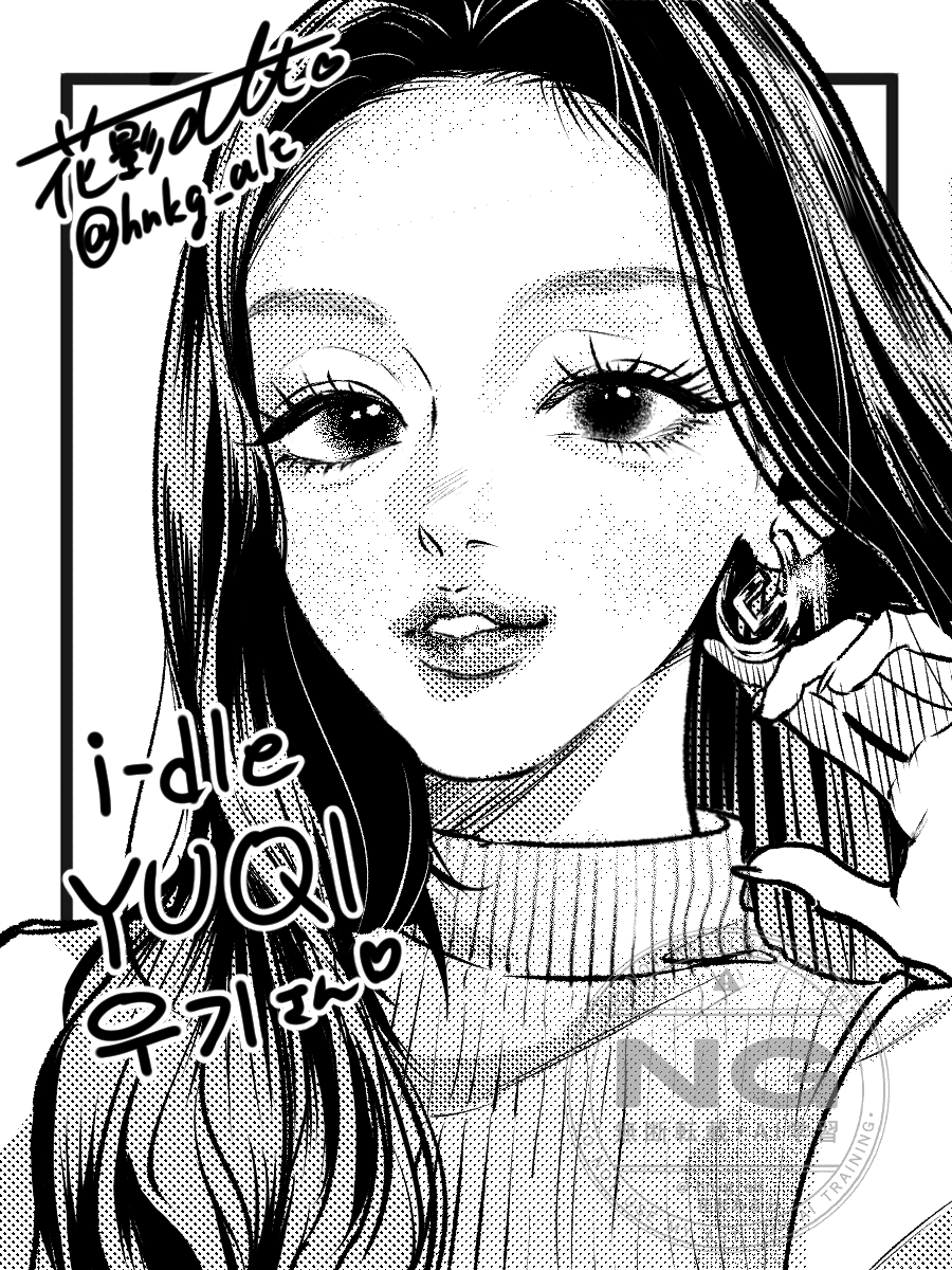 1girl, alt_o_ekaki, black_border, border, commentary_request, earrings, greyscale, highres