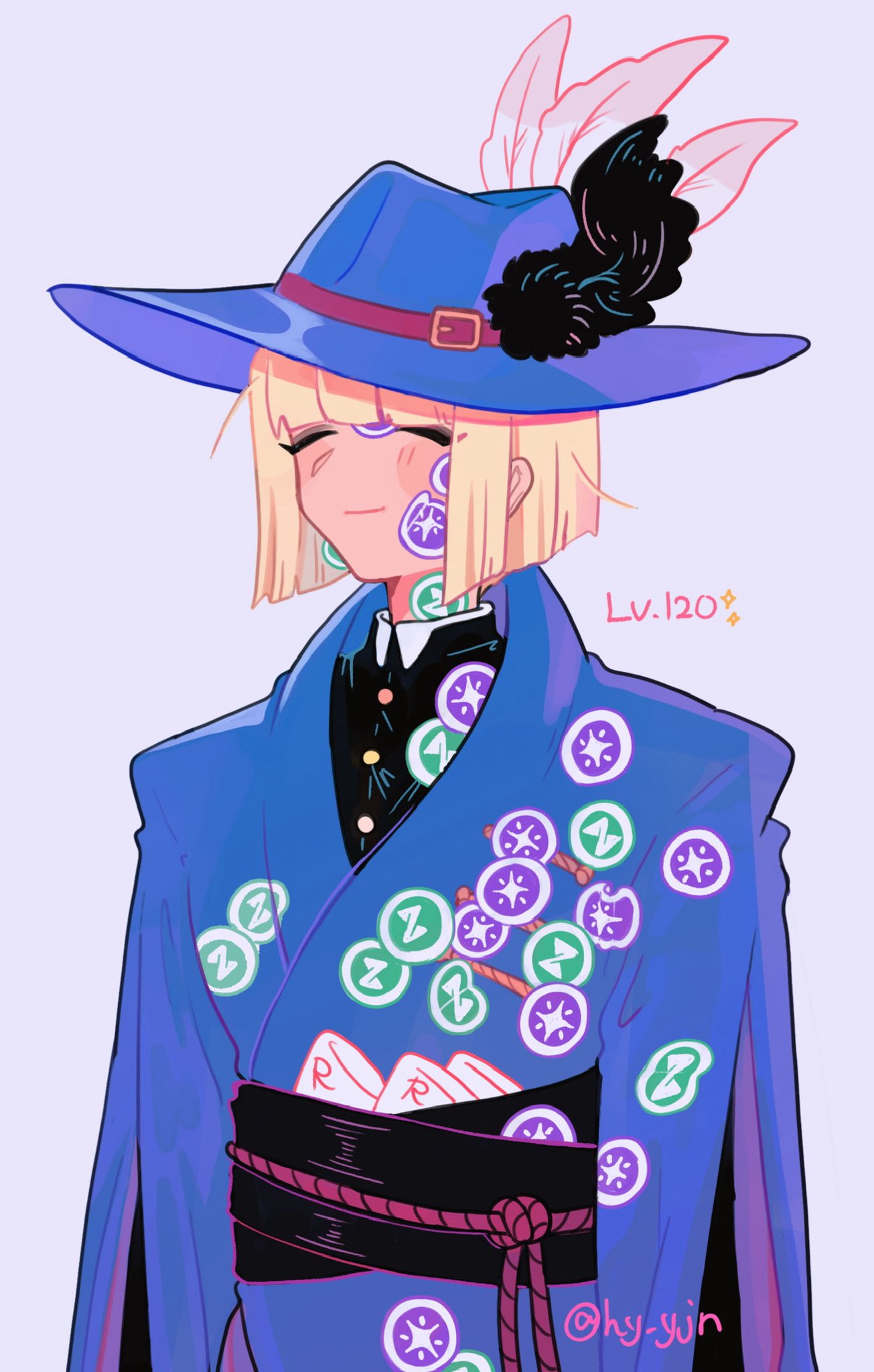 1boy, blonde_hair, bob_cut, buttons, closed_eyes, collarbone, commentary_request, hat
