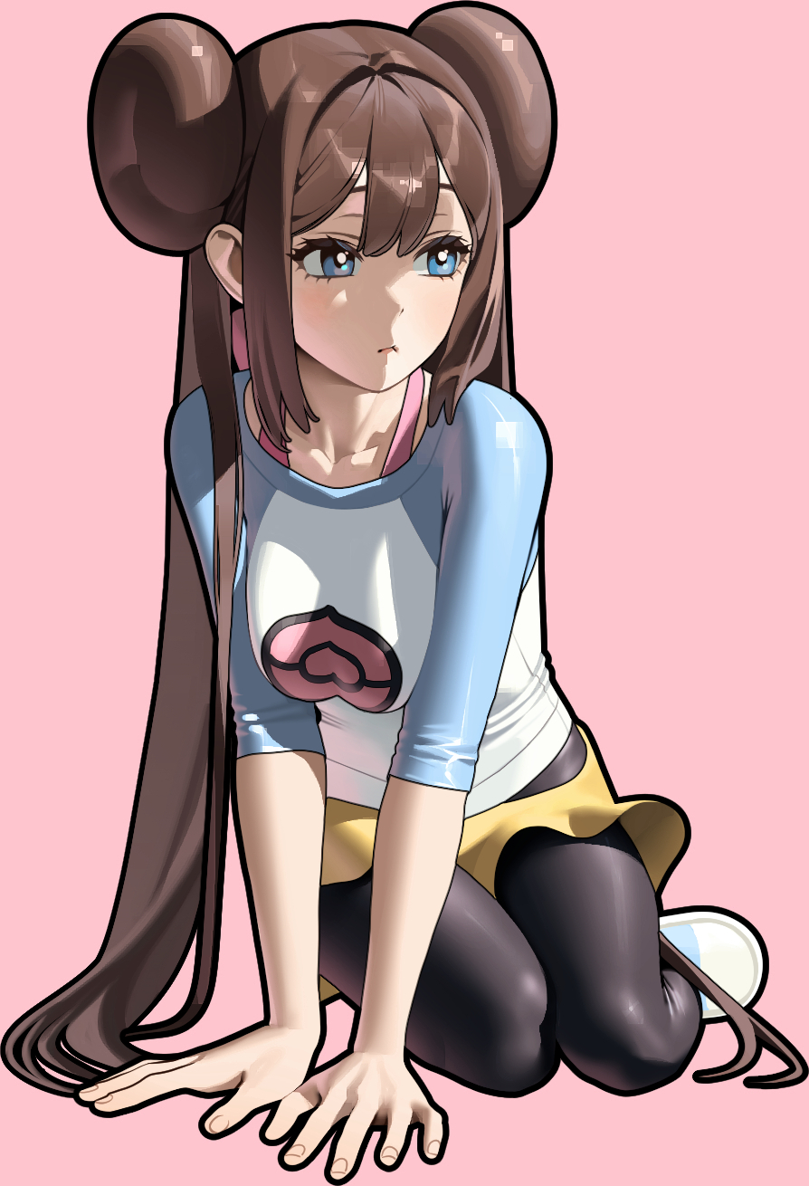 1girl, 987645321o, black_pantyhose, blue_eyes, blush, breasts, brown_hair, closed_mouth