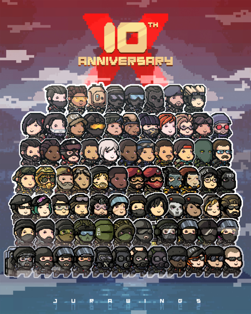 6+boys, 6+girls, absurdres, ace_(rainbow_six_siege), alibi_(rainbow_six_siege), amaru_(rainbow_six_siege), anniversary, aruni_(rainbow_six_siege)