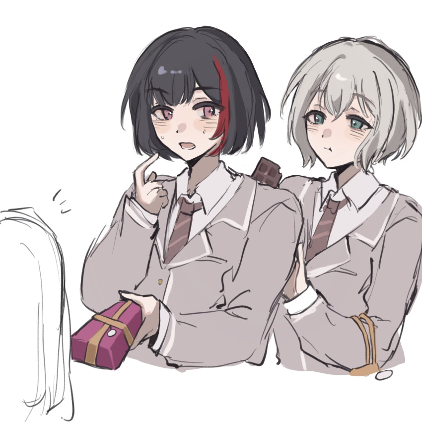 3girls, aoba_moca, bang_dream!, bang_dream!_girls_band_party!, black_hair, blazer, blue_eyes, blush