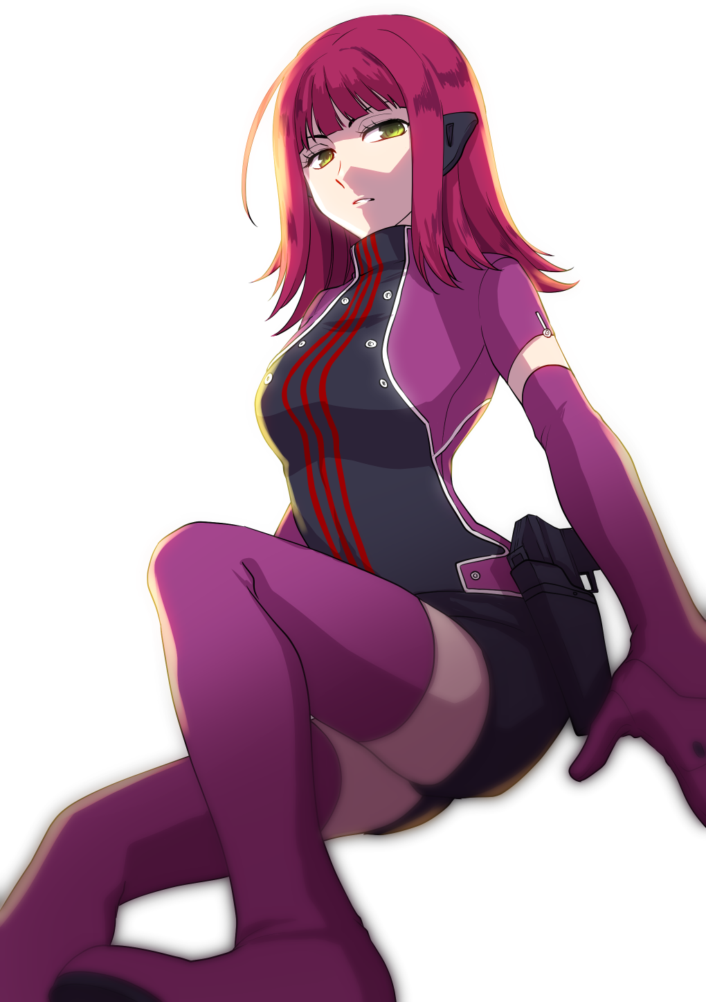1girl, boots, breasts, commentary, elbow_gloves, gloves, gun, highres