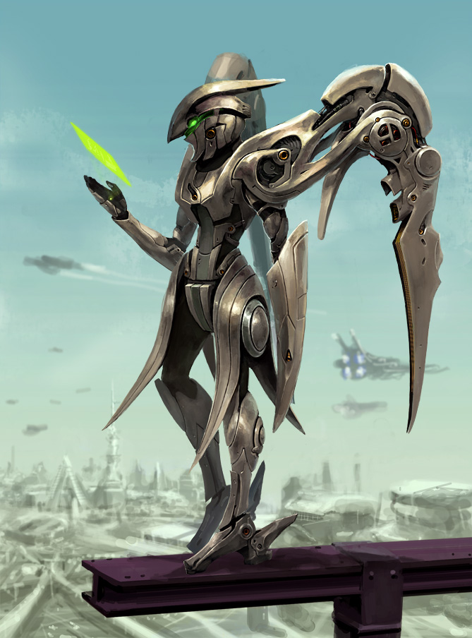 airship, armor, city, future, green_eyes, higashi, higasi, i-beam