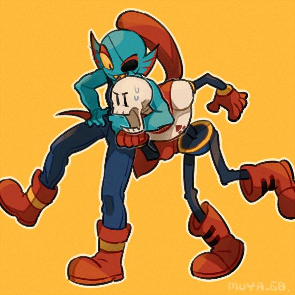 1:1, 1boy, 1girl, 2d, anthro, arm_around_neck, armor, bad_id