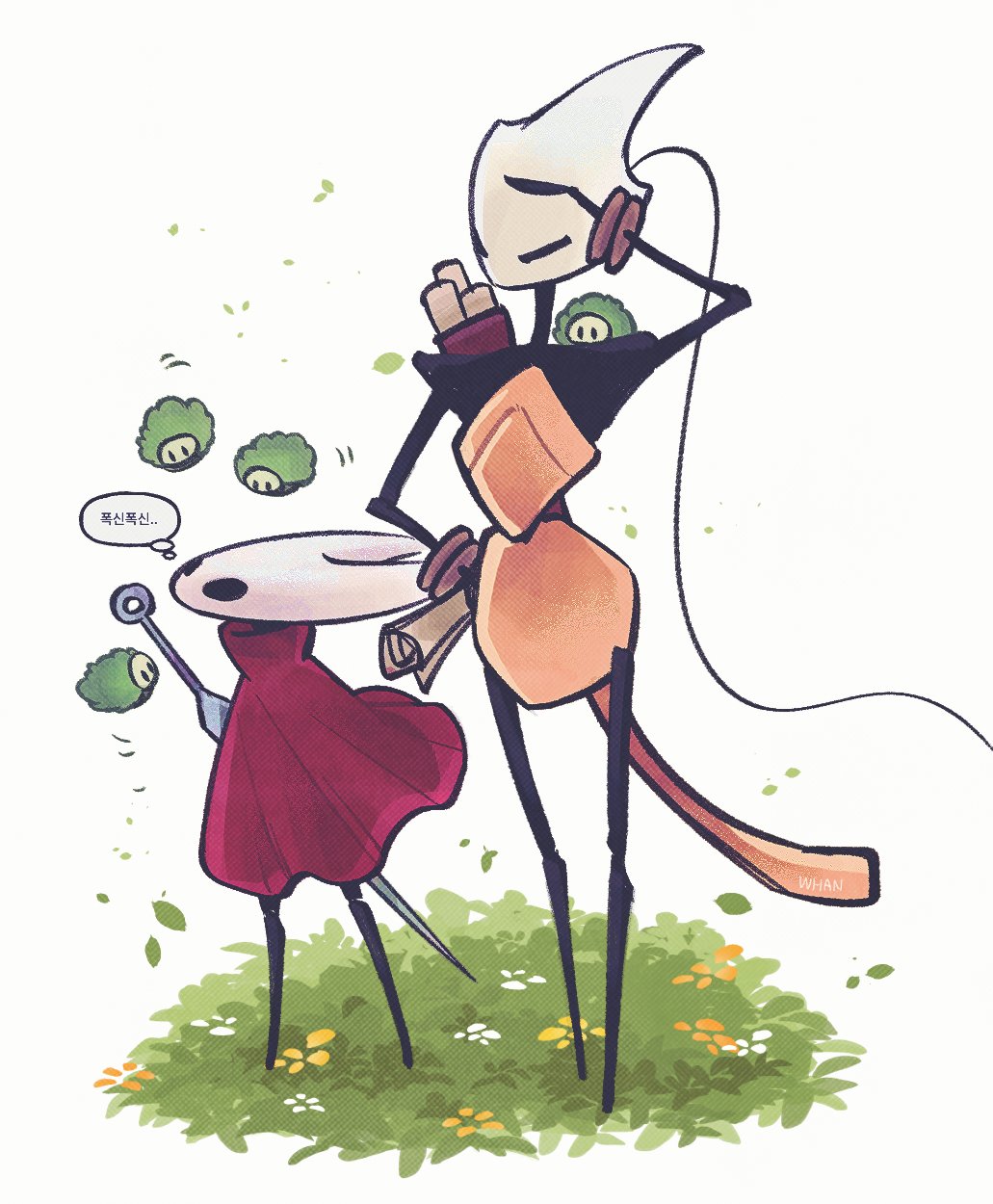 2girls, antennae, arthropod_girl, black_eyes, bug, cloak, commentary_request, grass