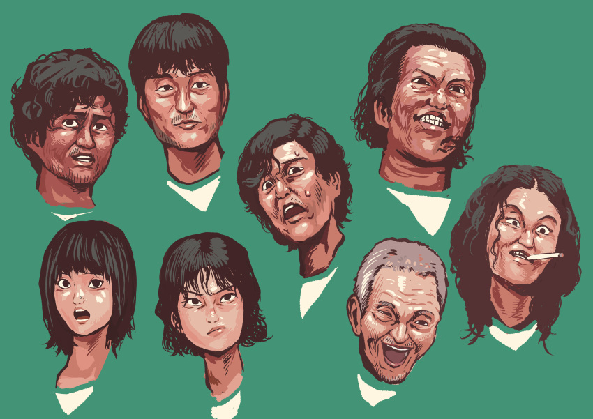 3girls, 5boys, absurdres, ali_abdul, black_eyes, black_hair, chanta_(ayatakaoisii), cho_sang-woo