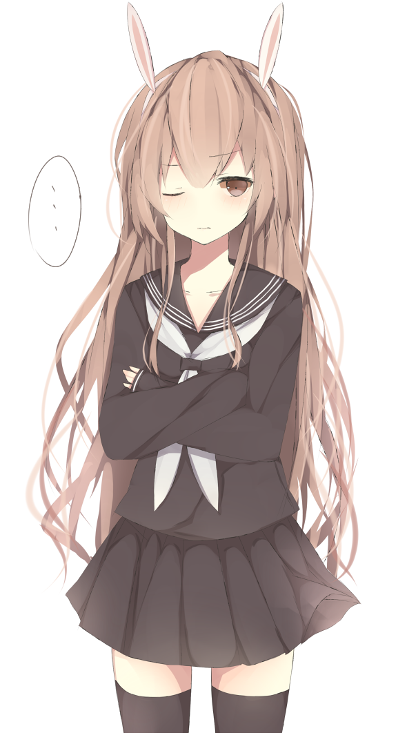 aisaka_taiga, animal_ears, bad_id, brown_eyes, brown_hair, bunny_ears, long_hair, meet_neet
