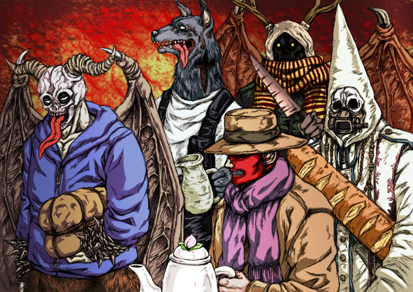 bad_id, bat_wings, bread, chain, character_request, chidaruma, demon, dorohedoro