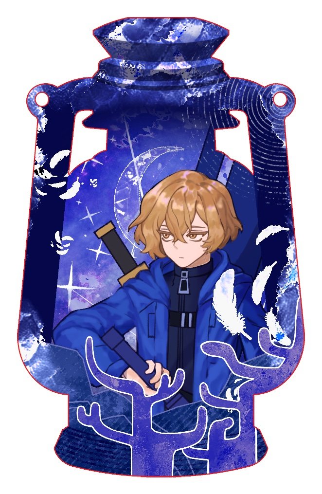 1boy, bari_(project_moon), bari_(project_moon)_(cosplay), bishounen, blonde_hair, blue_jacket, closed_mouth, commentary_request