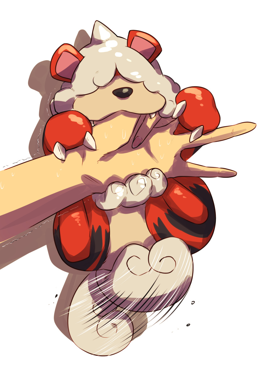1other, absurdres, animal_focus, biting, biting_another's_hand, claws, commentary_request, highres