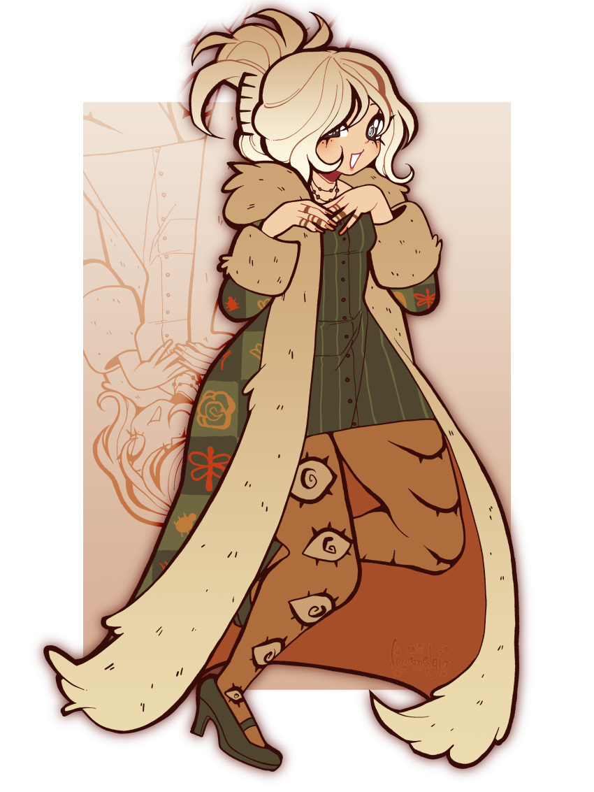 1970s_fashion, 1girl, absurdres, blonde_hair, claw_hair_clip, coat, commission, dreamalgia
