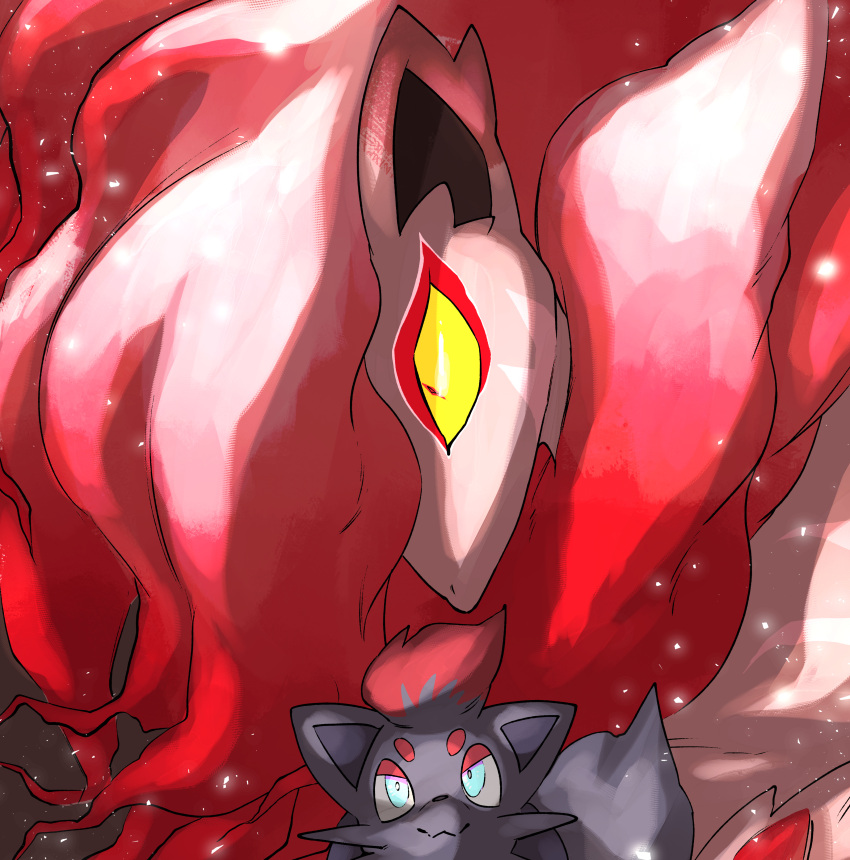 1other, :3, absurdres, blue_eyes, closed_mouth, colored_sclera, commentary_request, evolutionary_line