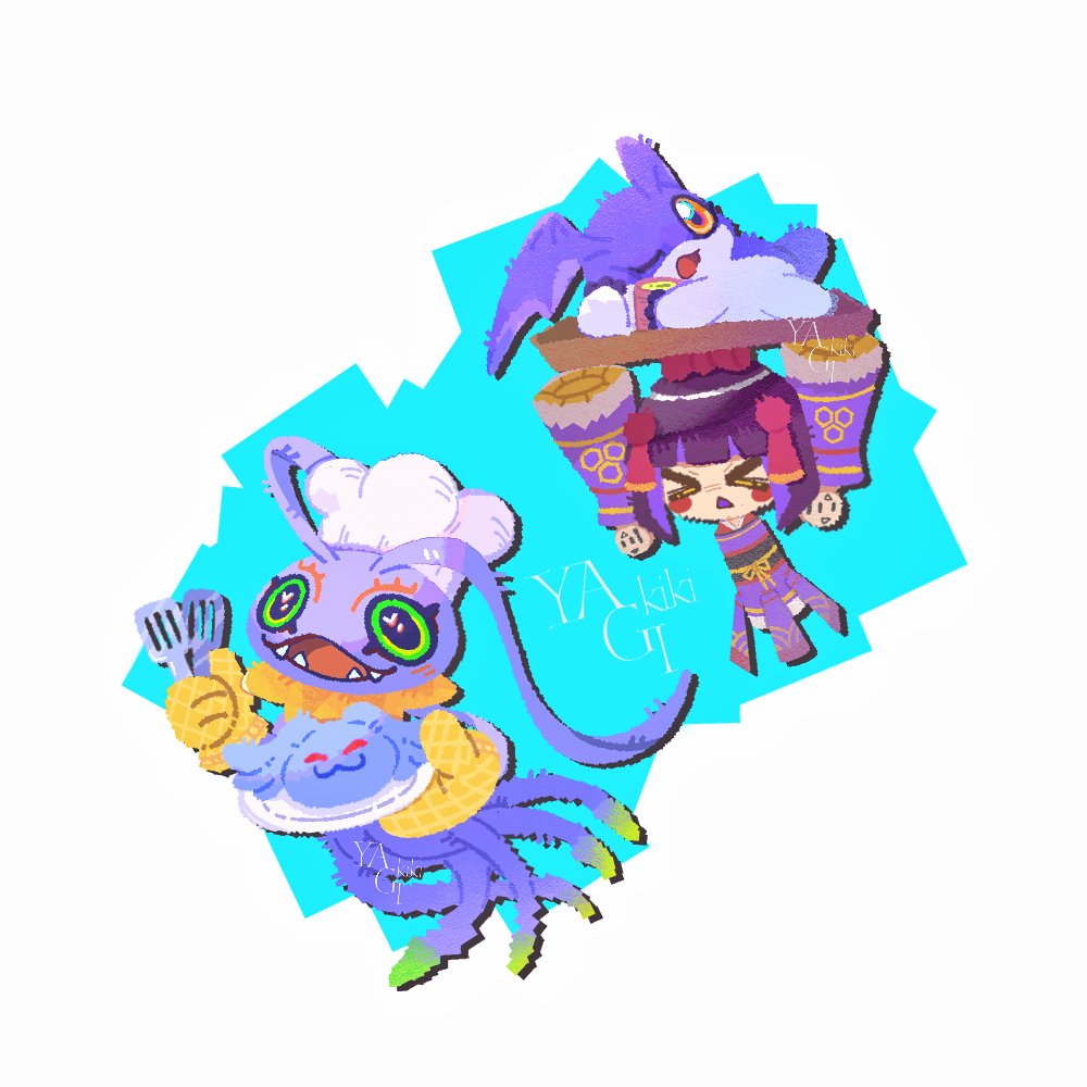 >_<, ;d, chef_hat, colored_skin, commentary, cup, d:, digimon