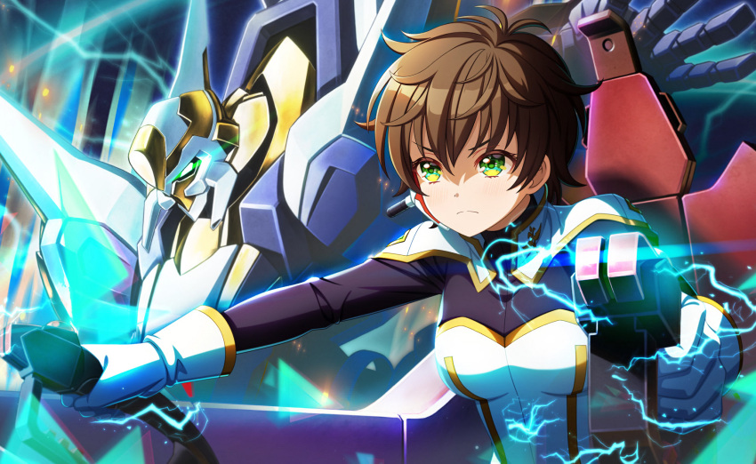1boy, 1girl, bodysuit, breasts, brown_hair, code_geass, commentary_request, cosplay