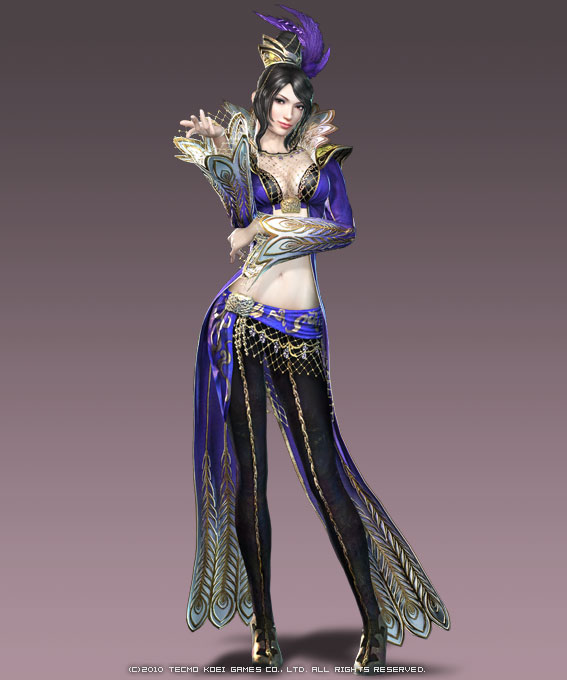 black_hair, cg, dress, dynasty_warriors, dynasty_warriors_7, jewelry, koei, midriff