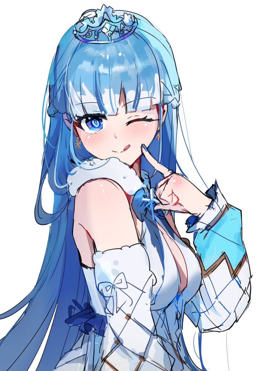 1girl, absurdres, blue_eyes, blue_hair, carternanmen, cleavage_cutout, clothing_cutout, highres