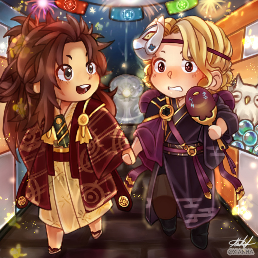 2boys, aerial_fireworks, festival, fire_emblem, fire_emblem_fates, fire_emblem_heroes, fireworks, highres