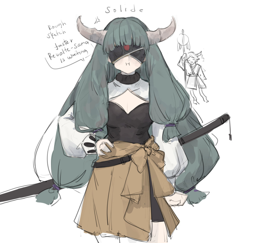 1girl, absurdres, angry, belt, black_belt, black_choker, blindfold, blindfold_mask