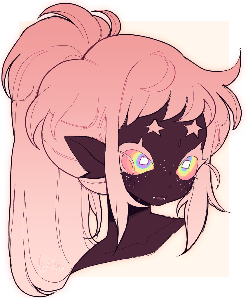 1girl, absurdres, collarbone, colored_eyelashes, commission, dark-skinned_female, dark_skin, dreamalgia