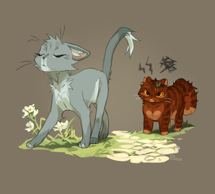 a_vision_of_shadows, alderheart, animal, animal_focus, annoyed, artist_name, brown_background, brown_cat