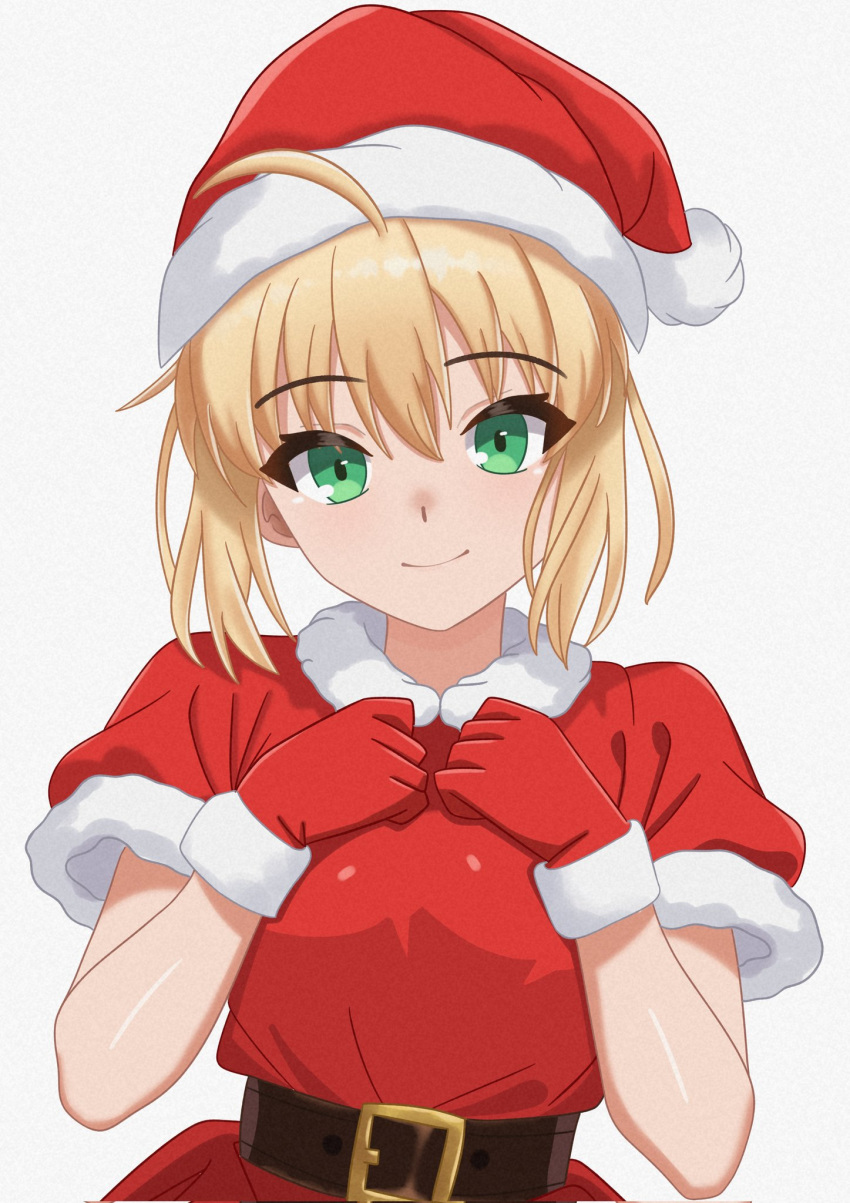 1girl, ahoge, artoria_pendragon_(fate), belt, blonde_hair, breasts, dress, fate/stay_night