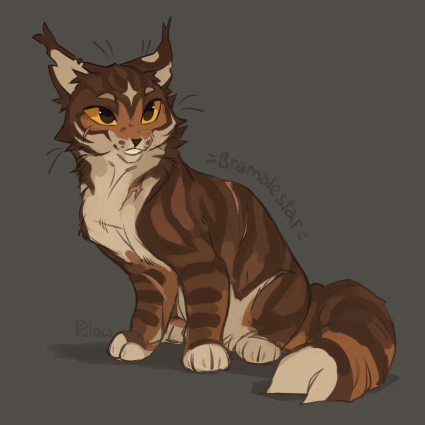 animal, animal_focus, artist_name, bramblestar, brown_cat, brown_eyes, cat, character_name