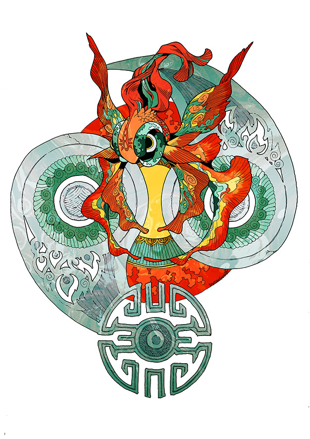 animal_focus, chi-yu_(pokemon), commentary_request, full_body, no_humans, pokemon, pokemon_(creature), pokemon_focus