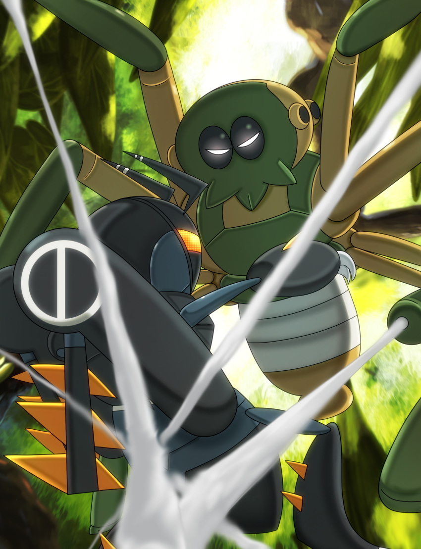 absurdres, antennae, commentary_request, fighting, glowing, glowing_eyes, highres, ibispaint_(medium)