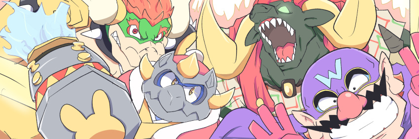 4boys, bowser, chicken-rib, colored_skin, commentary_request, facial_hair, final_smash, ganon