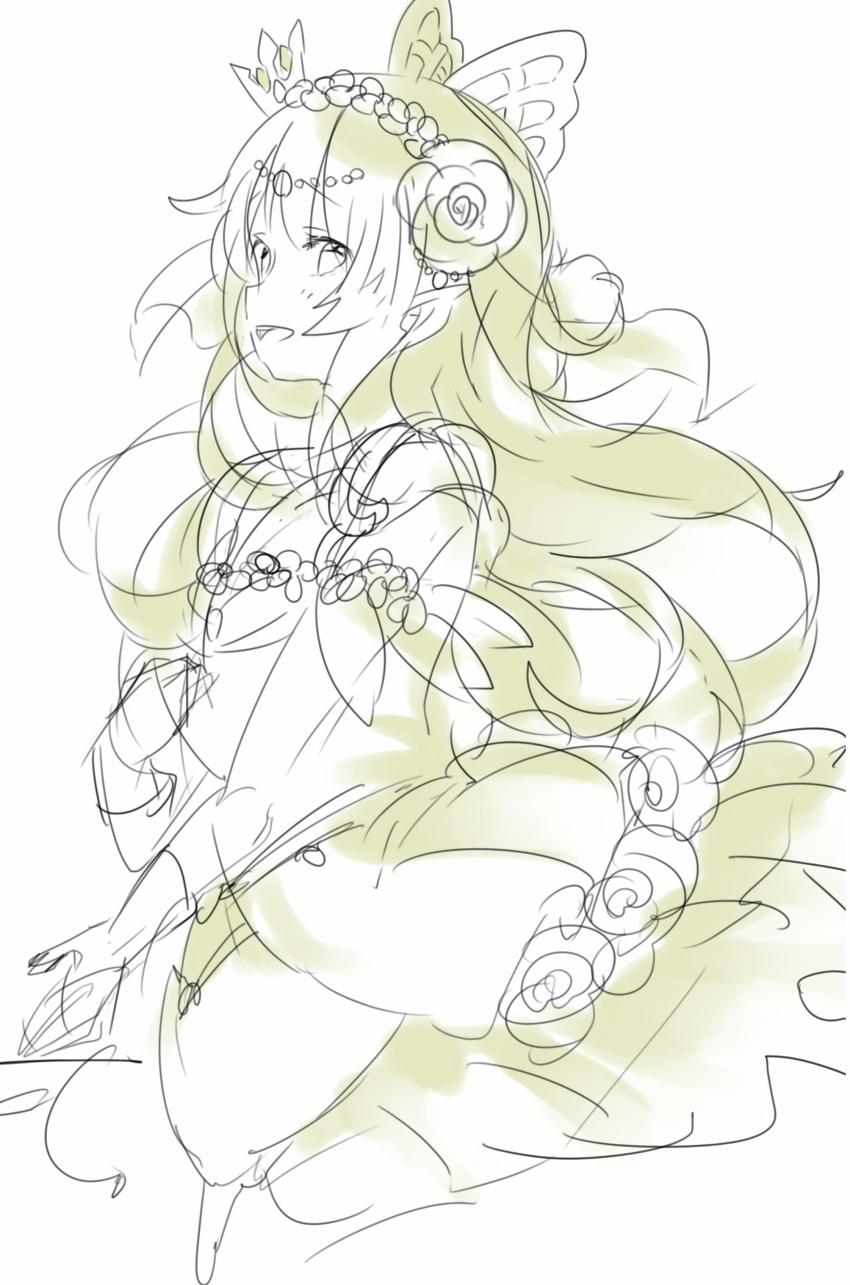 1girl, absurdres, az_9649, commentary_request, cowboy_shot, curly_hair, dress, eleanor_linless_(grimms_notes)