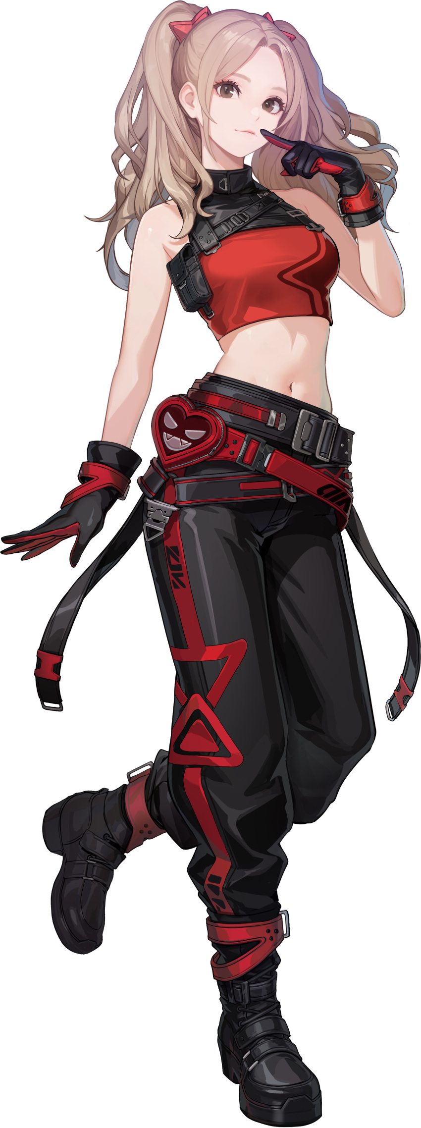 1girl, absurdres, black_boots, black_gloves, black_pants, boots, brown_eyes, brown_hair