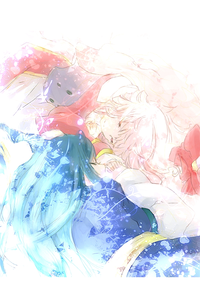 ar_tonelico, ar_tonelico_ii, blue_hair, closed_eyes, eyes_closed, gust, hand_holding, holding_hands