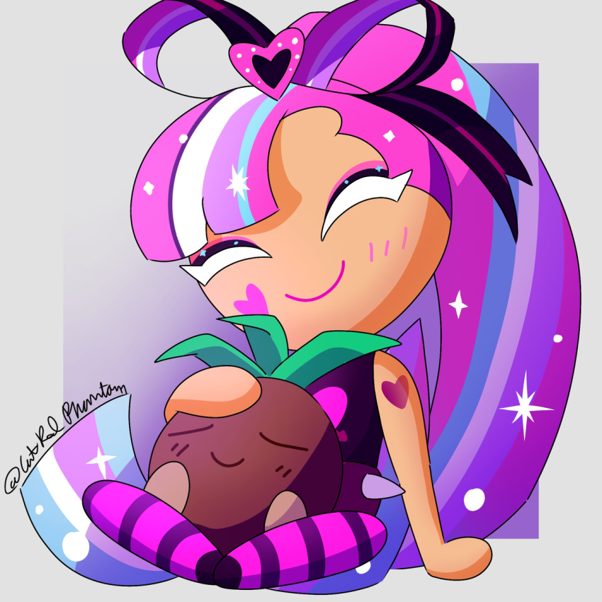 1girl, belt, blush, bow, catredphantom, closed_eyes, coconut, coconutian