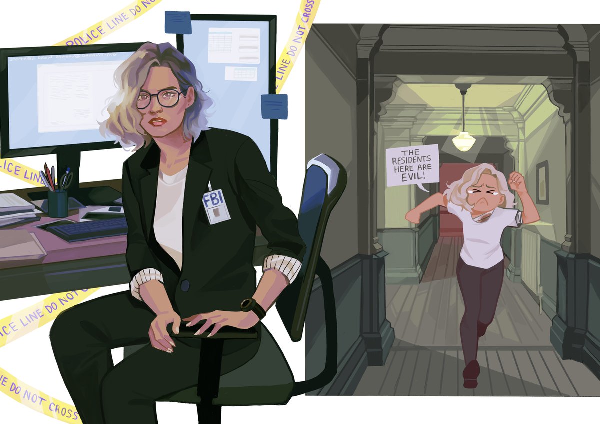 1girl, bandaged_torso, black_jacket, bob_cut, caution_tape, commentary, computer_keyboard, cup