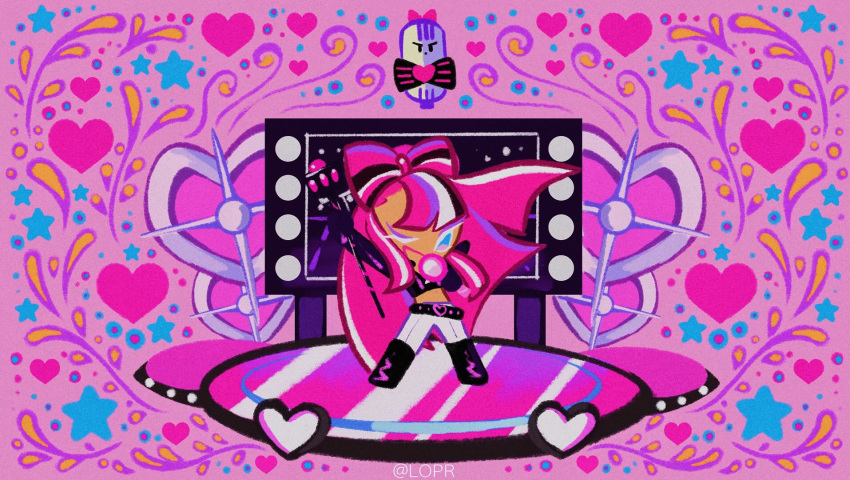 1girl, belt, boots, bow, bow-shaped_hair, cookie_run, cookie_run:_ovenbreak, cropped_jacket