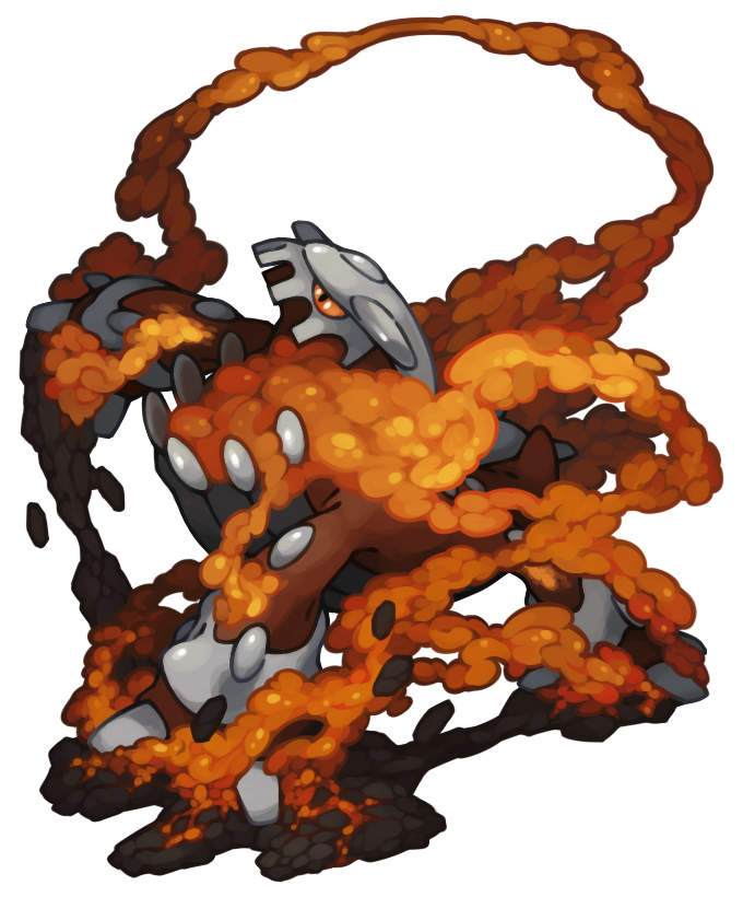 heatran, lava, nintendo, no_humans, open_mouth, pearl7, pokemon, pokemon_(creature)