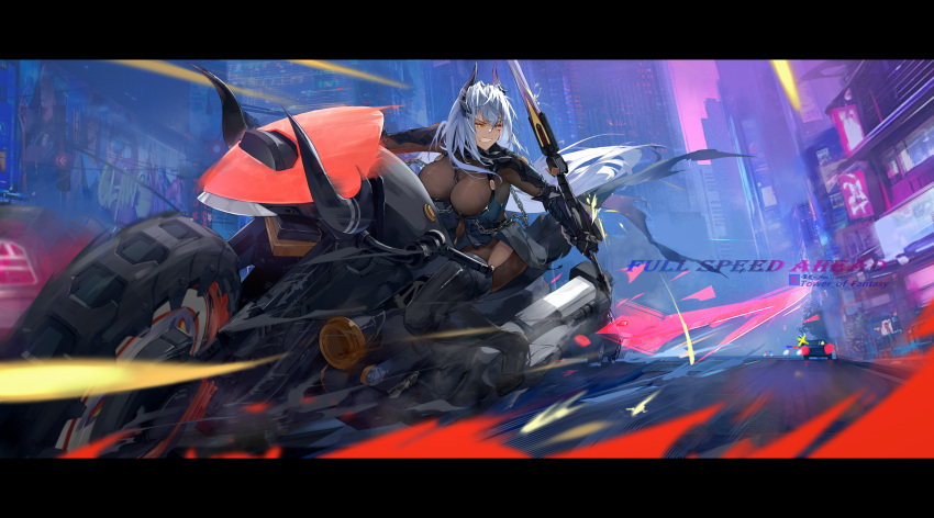 1girl, absurdres, alternate_breast_size_(larger), breasts, commentary_request, grey_hair, hair_ornament, highres