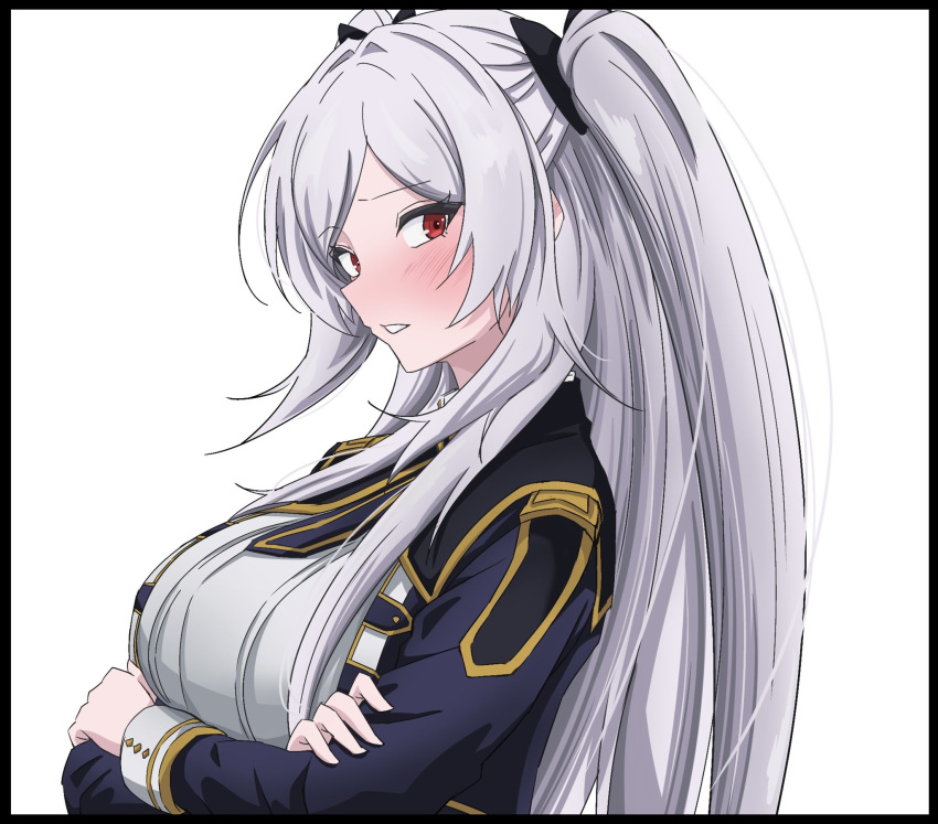 1girl, alexia_midgar, black_bow, blush, bow, breasts, hair_bow, highres