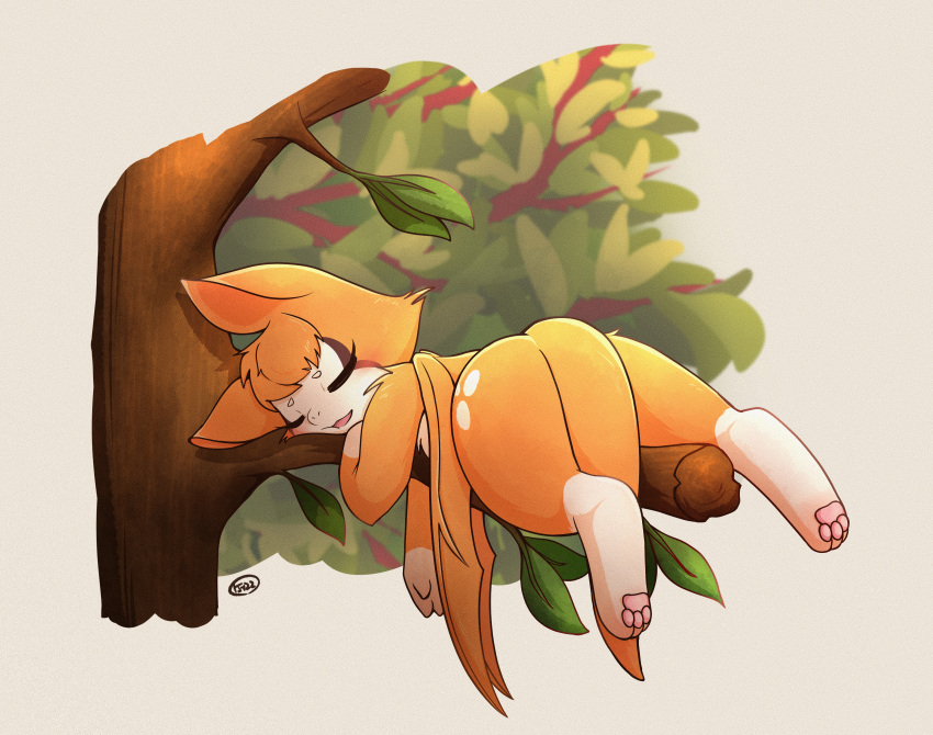 1girl, absurdres, body_fur, branch, closed_eyes, commentary, dust:_an_elysian_tail, fidget_(dust:_an_elysian_tail)