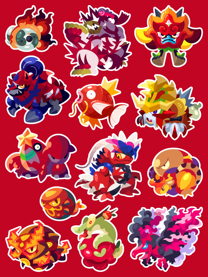 absurdres, aqua_sclera, centiskorch, chi-yu_(pokemon), closed_mouth, colored_sclera, crawdaunt, dynamax