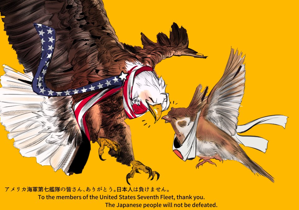 404_qwp, american_flag, american_flag_print, bald_eagle, bilingual_text, bird, closed_eyes, eagle