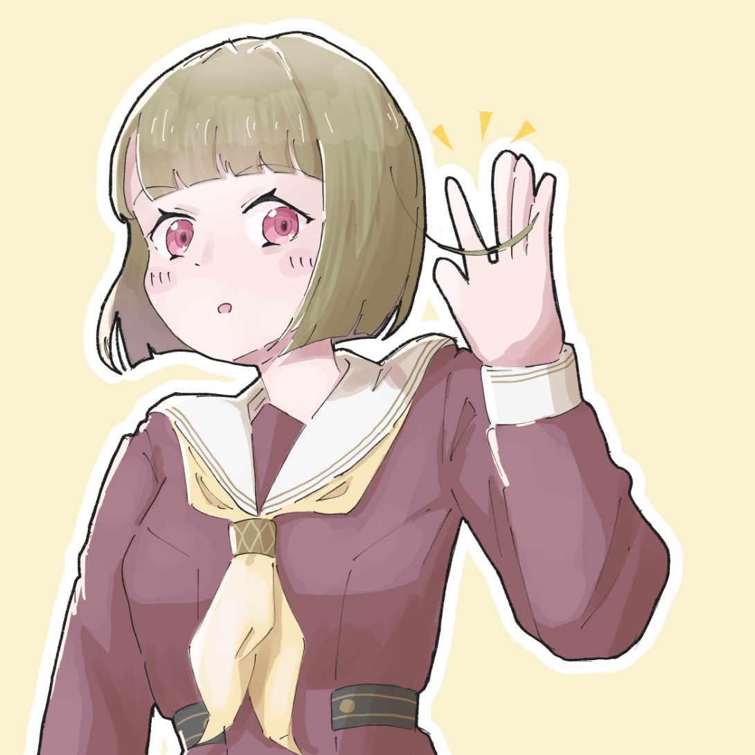 1girl, :o, alternate_hair_length_(shorter), blush, bob_cut, brown_dress, brown_hair, commentary_request