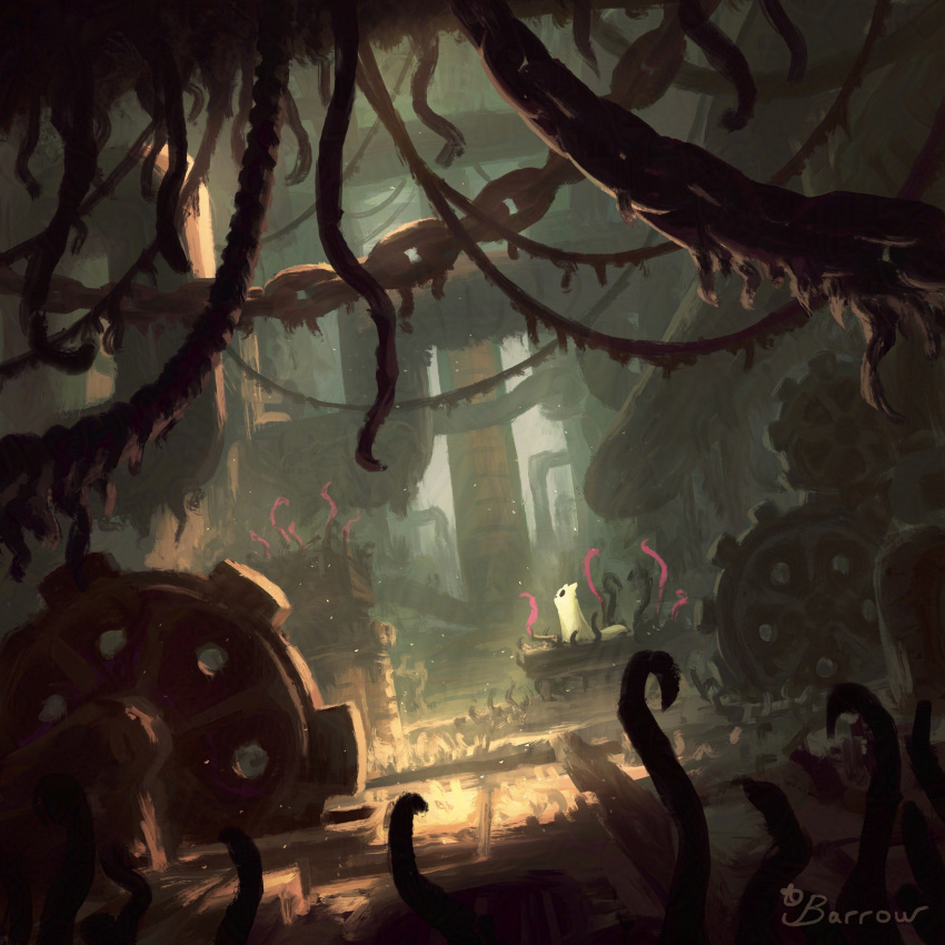 absurdres, artist_name, black_eyes, chain, commentary, creature, creature_focus, english_commentary