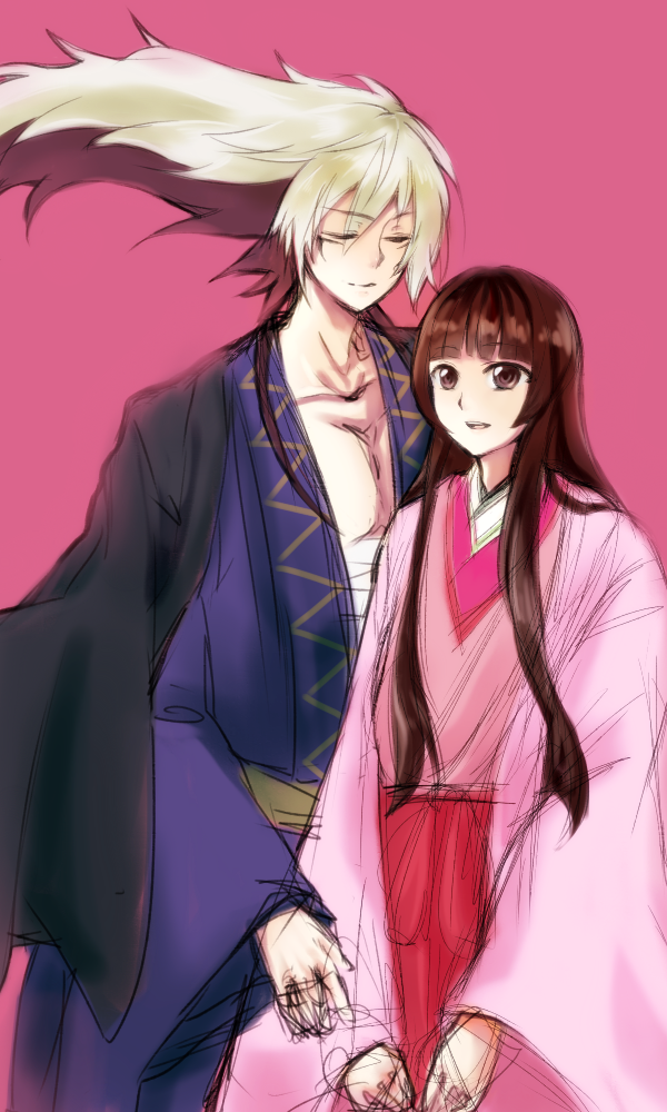 brown_hair, closed_eyes, eyes_closed, long_hair, nura_rihyon, nurarihyon_no_mago, shachi_(redballoon), white_hair