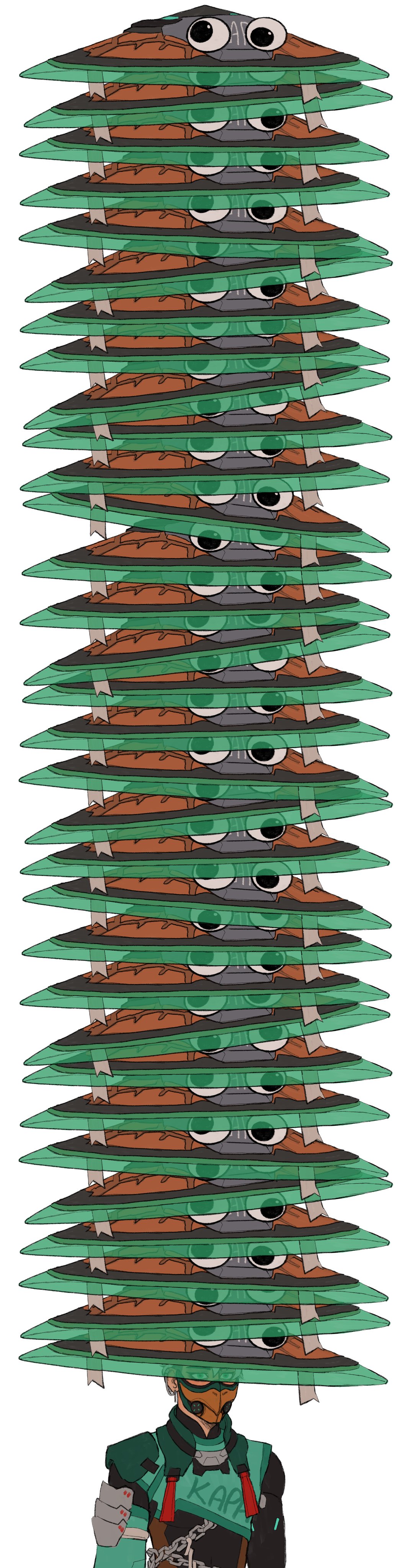 1boy, absurdres, chain, commentary, english_commentary, googly_eyes, green_eyes, grey_hair