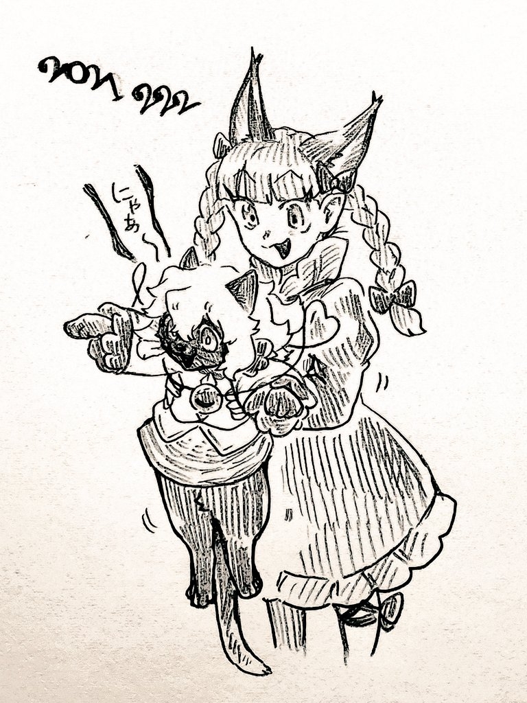 1girl, :3, animal, animal_ears, animal_with_hair, animalization, bow, braid
