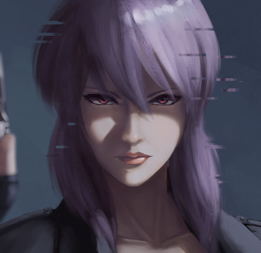 1girl, commentary, deadcalm_(de6mpgi6jb44717), ghost_in_the_shell, ghost_in_the_shell:_stand_alone_complex, glitch, highres, kusanagi_motoko