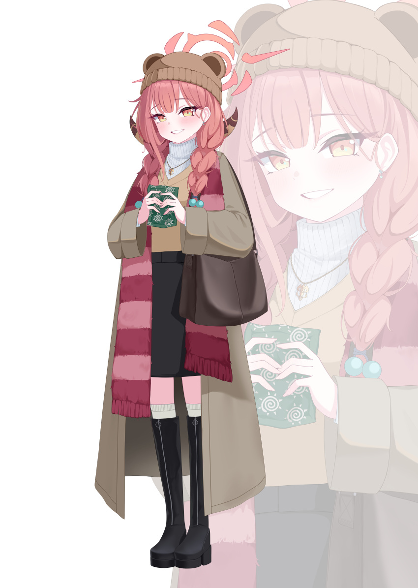 1girl, 82jhin, absurdres, alternate_costume, alternate_hairstyle, animal_ears, aru_(blue_archive), bag