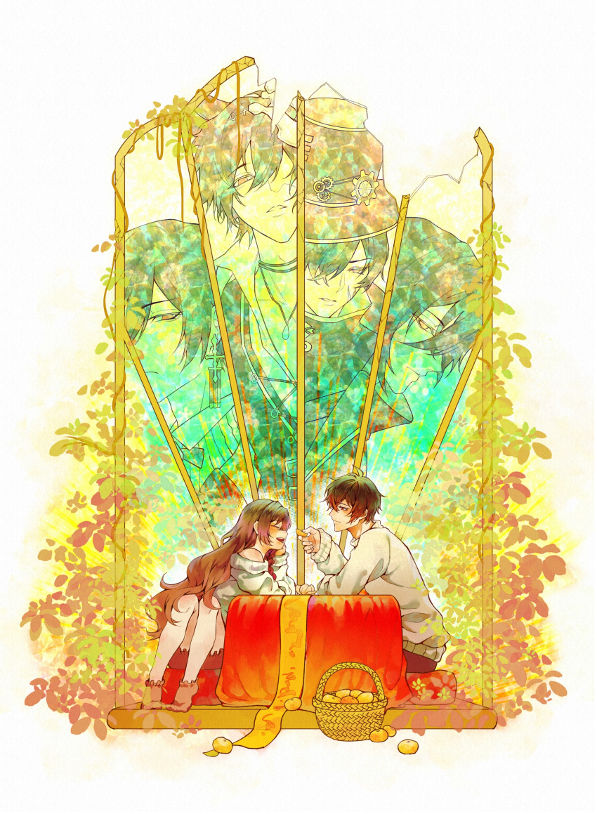 1boy, 1girl, :d, absurdres, animal_ears, animal_skull, ayn_alwyn, ayn_alwyn_(eden)