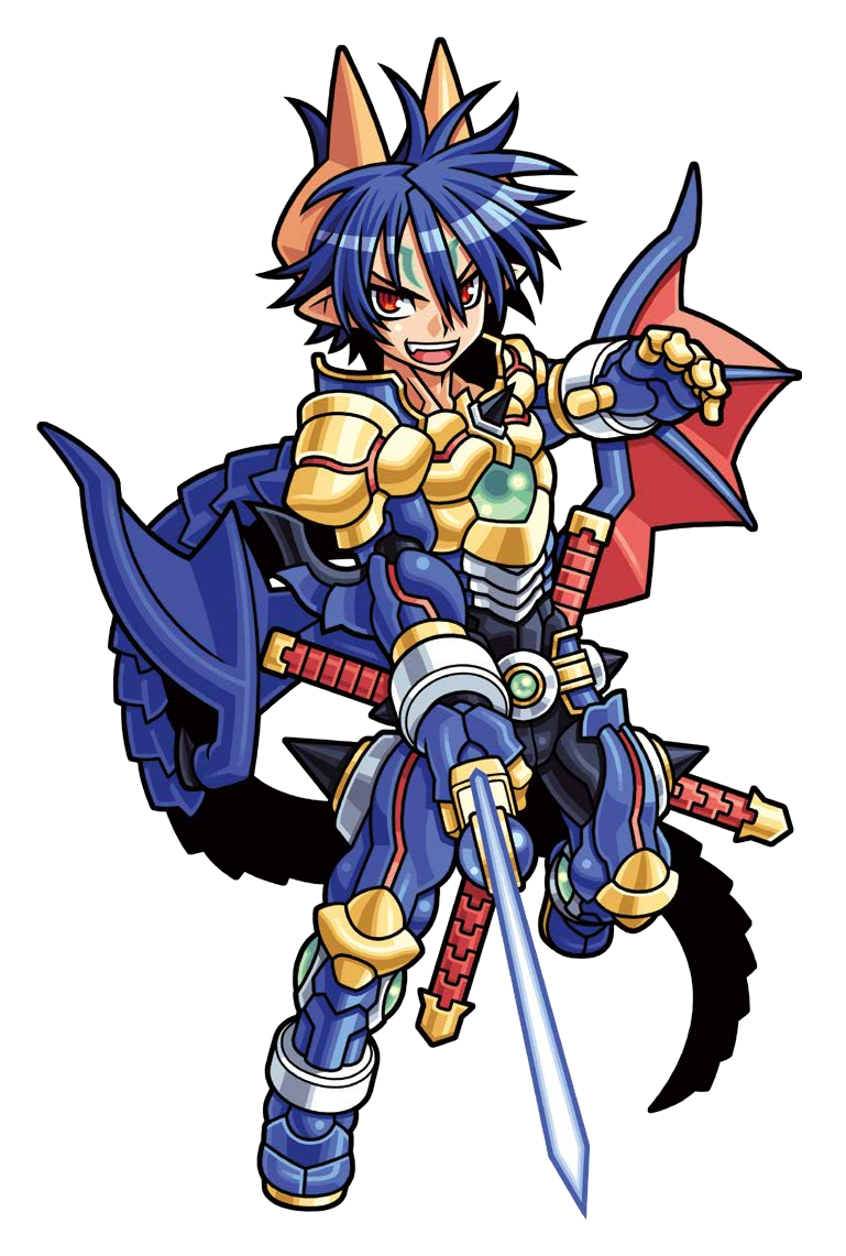 1boy, armor, armored_boots, black_bodysuit, blue_armor, blue_hair, blue_tail, bodysuit